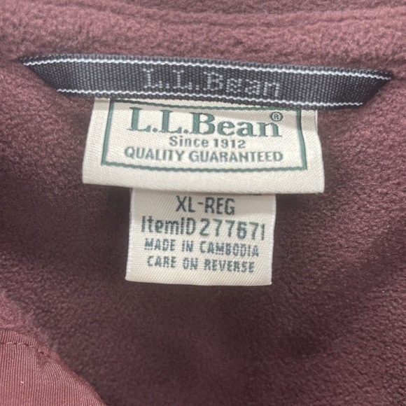 LL Bean Fleece 1/4 Button Pullover Sz XL Regular Dark Maroon‎ Hangs Straight - Picture 2 of 4